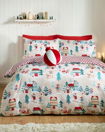 Catherine Lansfield Christmas Mouse Town Duvet Cover Set