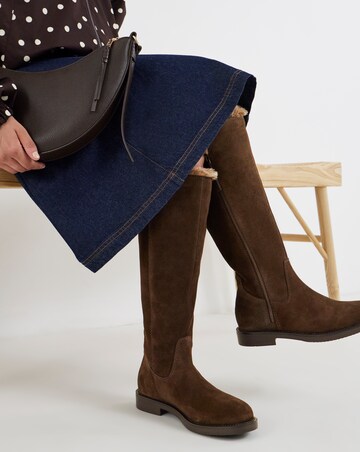 Chloe Suede Faux Fur Knee High Boots - Extra Wide Fit (EEE) & Super Curvy Calf