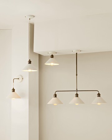 ValueLights Burford Ceramic Ribbed 3 Drop Diner Bar Ceiling Light