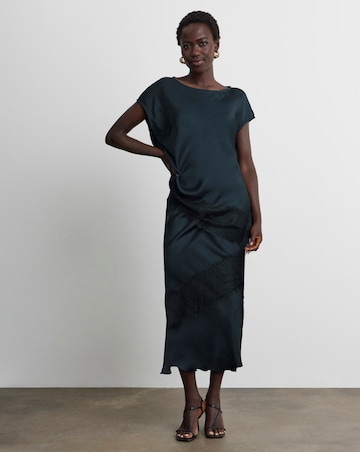 Joanna Hope Lace Trim Satin Skirt