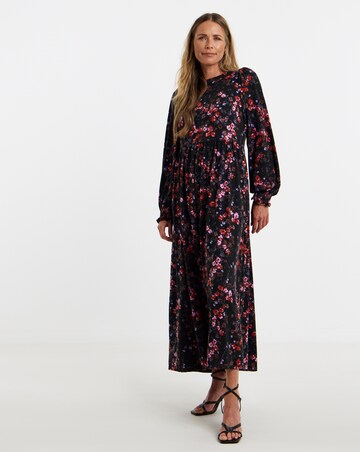 Soft Touch Midi Shirred Cuff Midi Dress