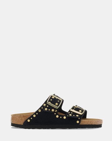 Birkenstock Arizona Black Suede Rivet Sandals - Standard Fit (D)