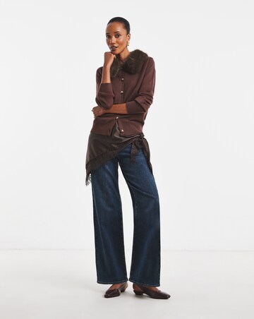 Faux Fur Collar Cardigan