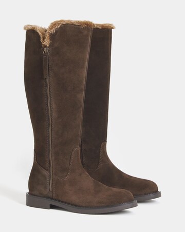 Chloe Suede Faux Fur Knee High Boots - Extra Wide Fit (EEE) & Super Curvy Calf