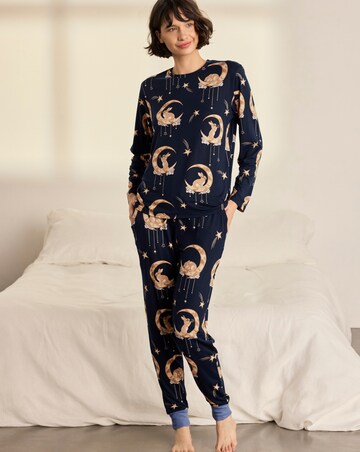 Chelsea Peers Classic Long Sleeve Crew Neck Moon Pyjama Set