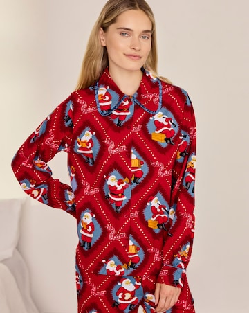 Chelsea Peers Organic Cotton Long Sleeve Button Up Christmas Pyjama Set