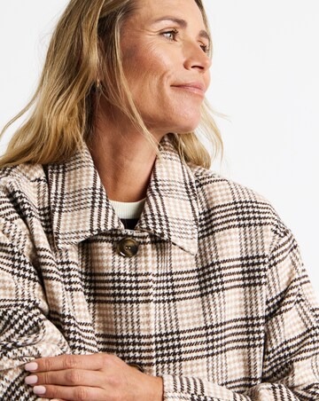 Check Collared Button Front Lined Coat