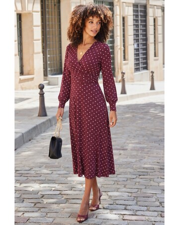 Sosandar Spot Ruched Midi Dress