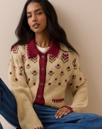 NOBODY'S CHILD DITSY COLLAR KNITTED JACKET