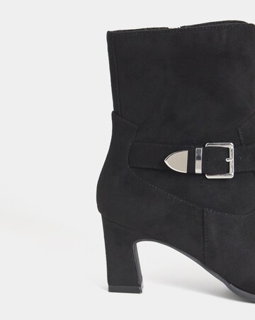 Heather Buckle Detail Heeled Ankle Boots - Wide Fit (E)