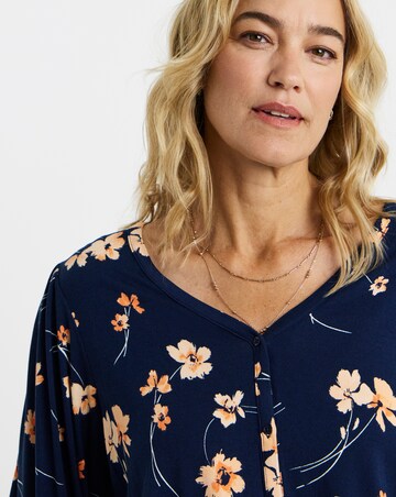 Floral Print Button Front Long Sleeve Top