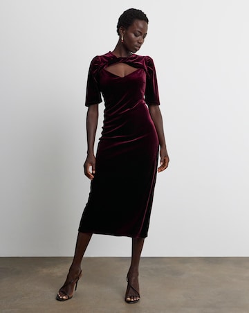 Joanna Hope Velour Twist Front Midi Dress
