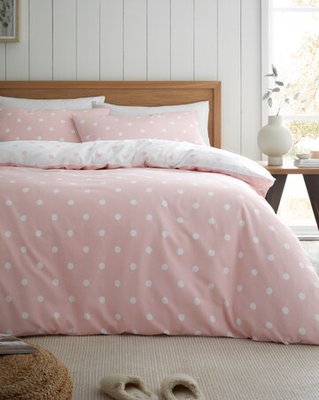 Catherine Lansfield Brushed Polka Dot Duvet Cover Set