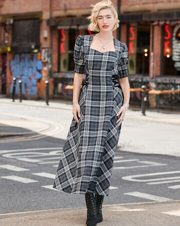 Joe Browns Luna Check Lace Up Side Maxi Dress