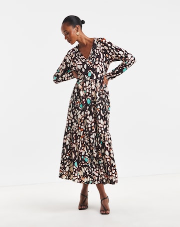 Prined Soft Touch Notch Neck Dress