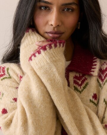 NOBODY'S CHILD DITSY COLLAR KNITTED JACKET