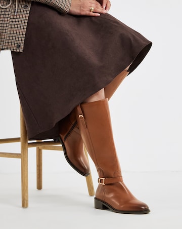 Tori Leather Knee High Buckle Boots - Extra Wide Fit (EEE) & Super Curvy Calf