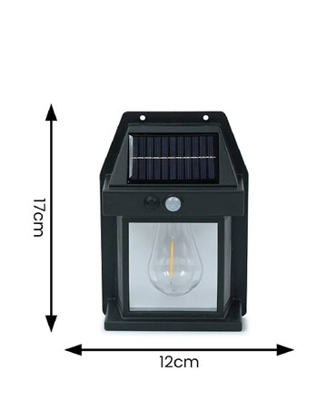 Pack of 4 - Black Lanterns, PIR Motion Sensor Wall Garden Solar Lights