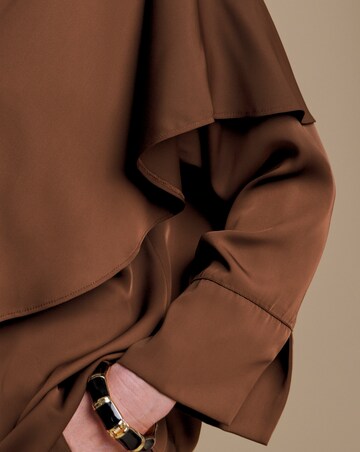 Julipa Chocolate Satin Cape Blouse