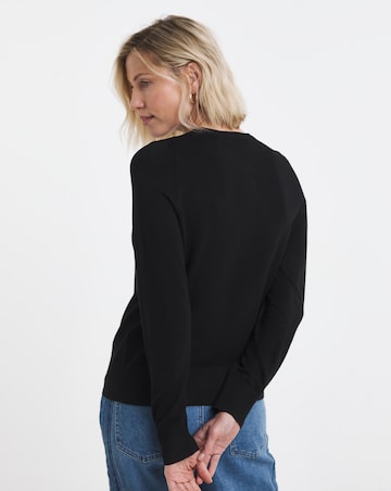 Black Crew Neck Cardigan