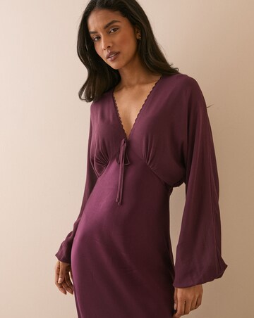 NOBODY'S CHILD LINDA VELVET MIDI DRESS WITH SATIN SKIRT