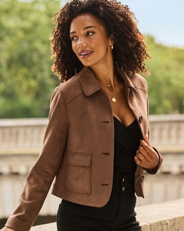 Sosandar Faux Suede Button Through Jacket