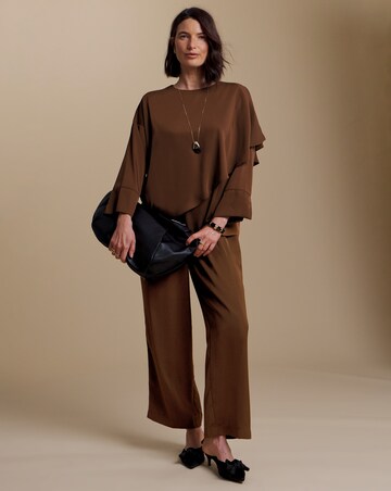 Julipa Chocolate Satin Cape Blouse