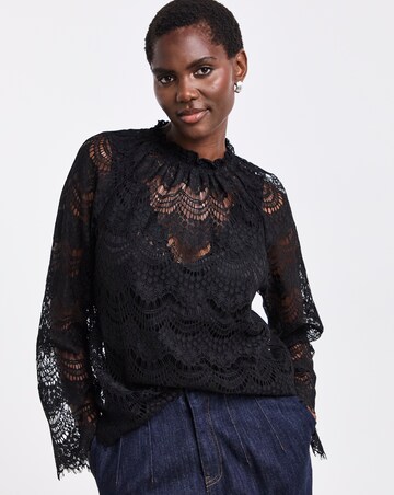 Black Lace Long Sleeve Blouse