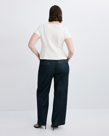 Mango Emily Wide Leg Jean with Side Buttons