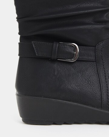 Cushion Walk Ruched Buckle Detail Wedge Boots - Extra Wide Fit (EEE)