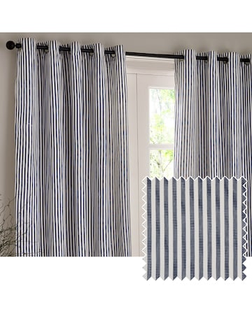Yard Hebden Striped 100% Cotton Eyelet Lined Curtains