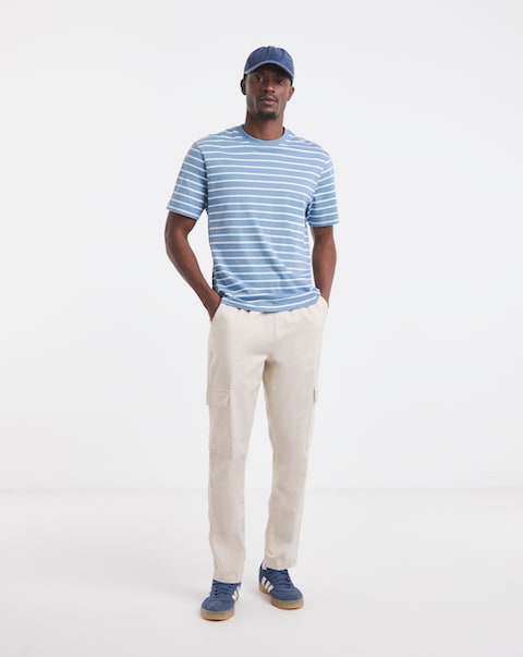 Linen Blend Fully Elasticated Cargo Trouser