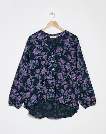 Julipa Lace Trim Printed Blouse