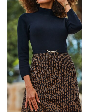 Sosandar Animal Print 2 Part Knitted Dress
