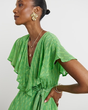Joanna Hope Green Metallic Dobby Maxi Dress