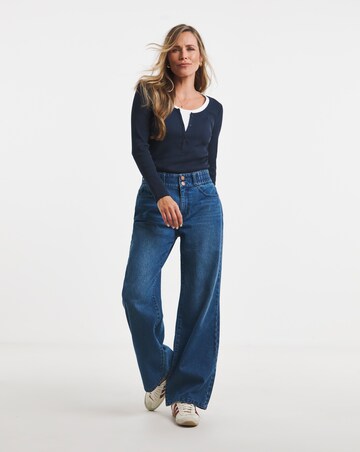 Black Elasticated Waist Wide Leg Jeans