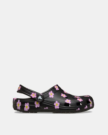 Crocs Black/Pink Classic Flower Clog - Standard Fit