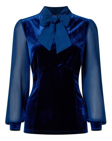 Joe Browns Velour Tie Neck Top With Woven Sleeve