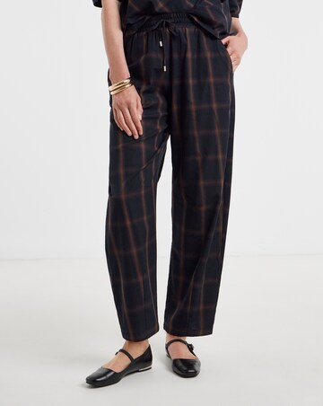 Navy Check Tie Waist Barrel Leg Trouser Co-ord
