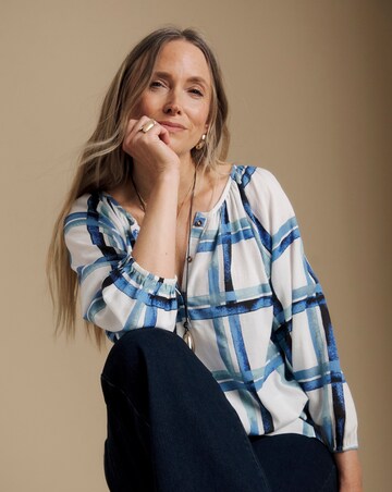 Julipa Check Print Linen Blouse