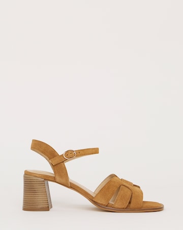 Greta Woven Detail Block Heel Sandals - Wide Fit (E)