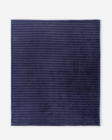 Printed Stripe Fleece Throw - Navy