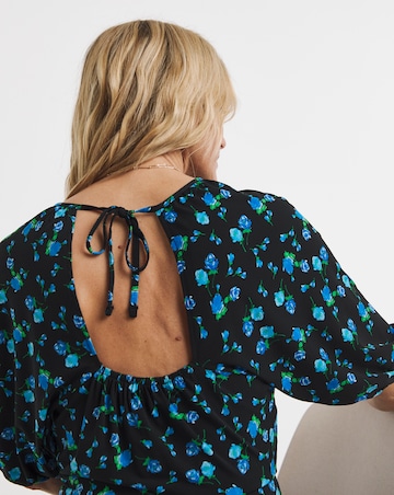 Open Tie Back Midi Jersey Smock Dress