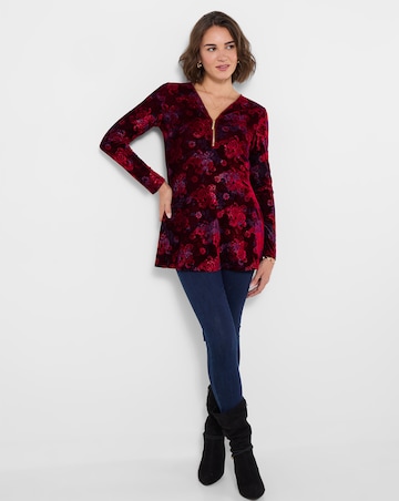 Joe Browns Hazel Printed Velour Tunic with Zip detail