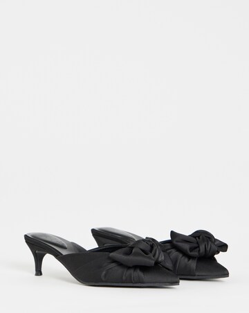 Tia Pointed Bow Kitten Heel Mules - Wide Fit (E)