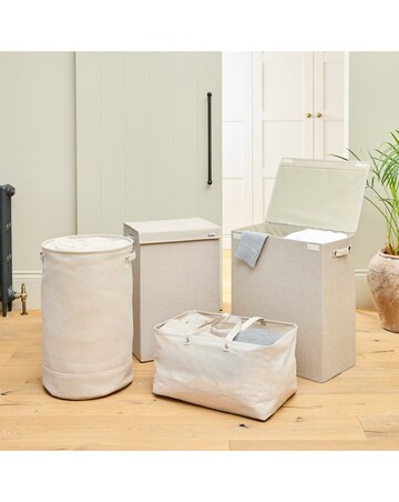 Minky 86L Round Laundry Hamper with Drawstring
