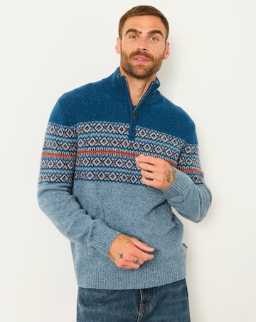 FatFace Fostal Half Neck Jumper - Blue