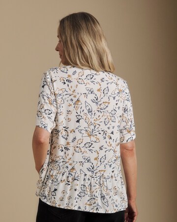 Julipa Printed Button Down Peplum Blouse