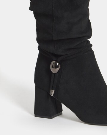 Sabrina Rouched Pointed Knee High Boots - Wide Fit (E) & Curvy Calf