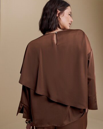 Julipa Chocolate Satin Cape Blouse